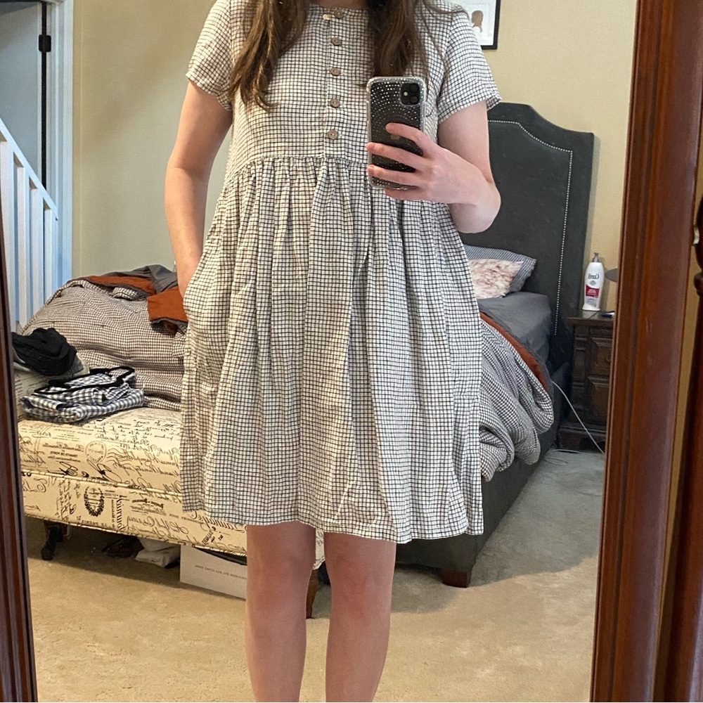 notPERFECTLINEN Small Check Mama Dress Size Medium